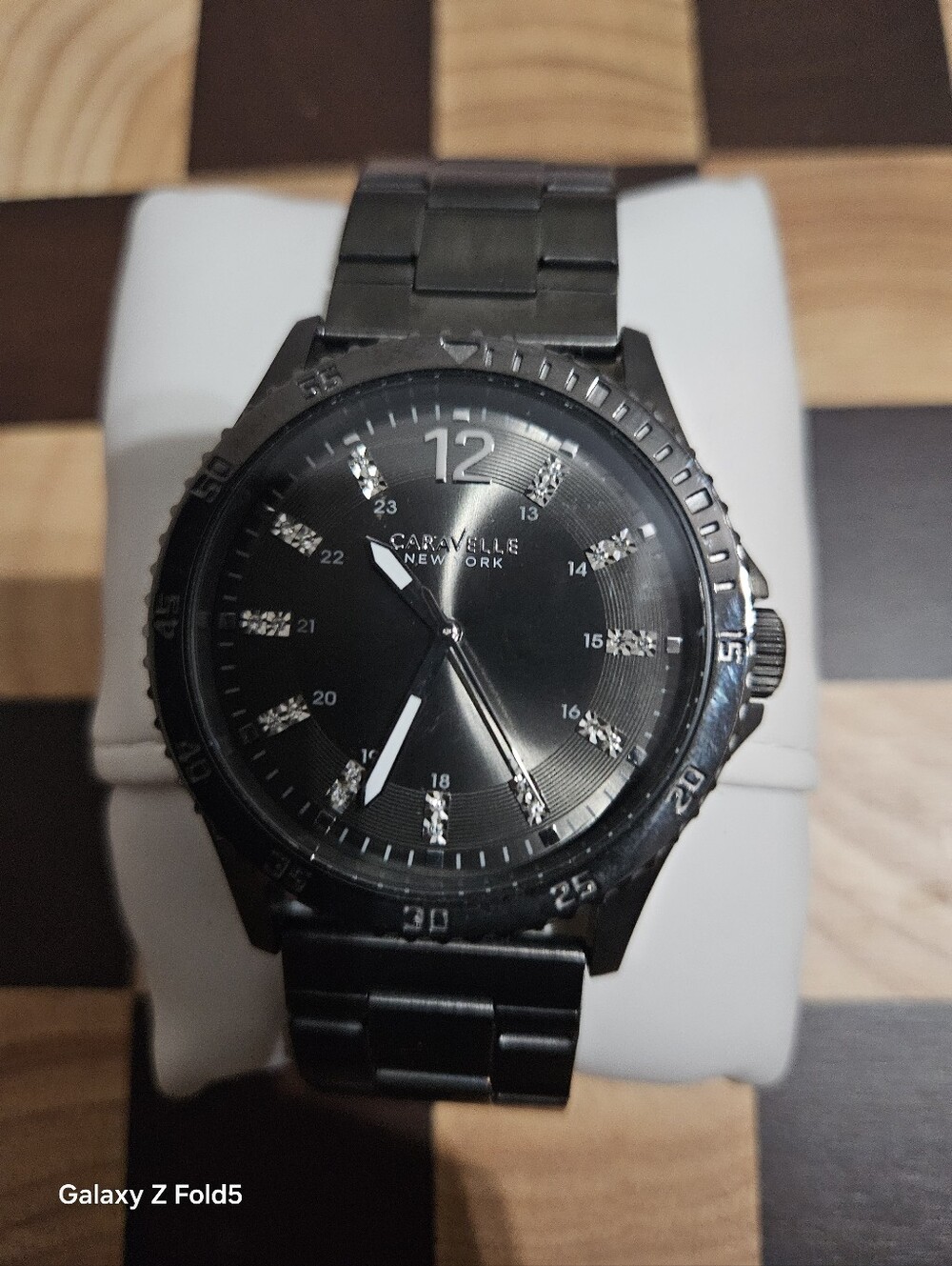 Caravelle New York Black Stainless Steel Men’s Watch 44mm
